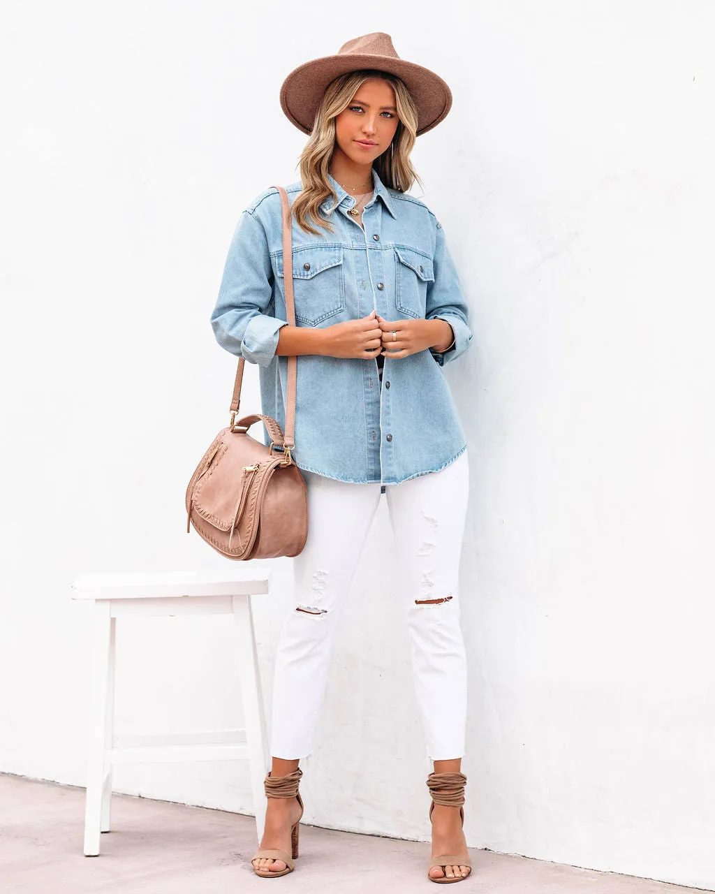 Blue Lassie Button Down Denim Shacket