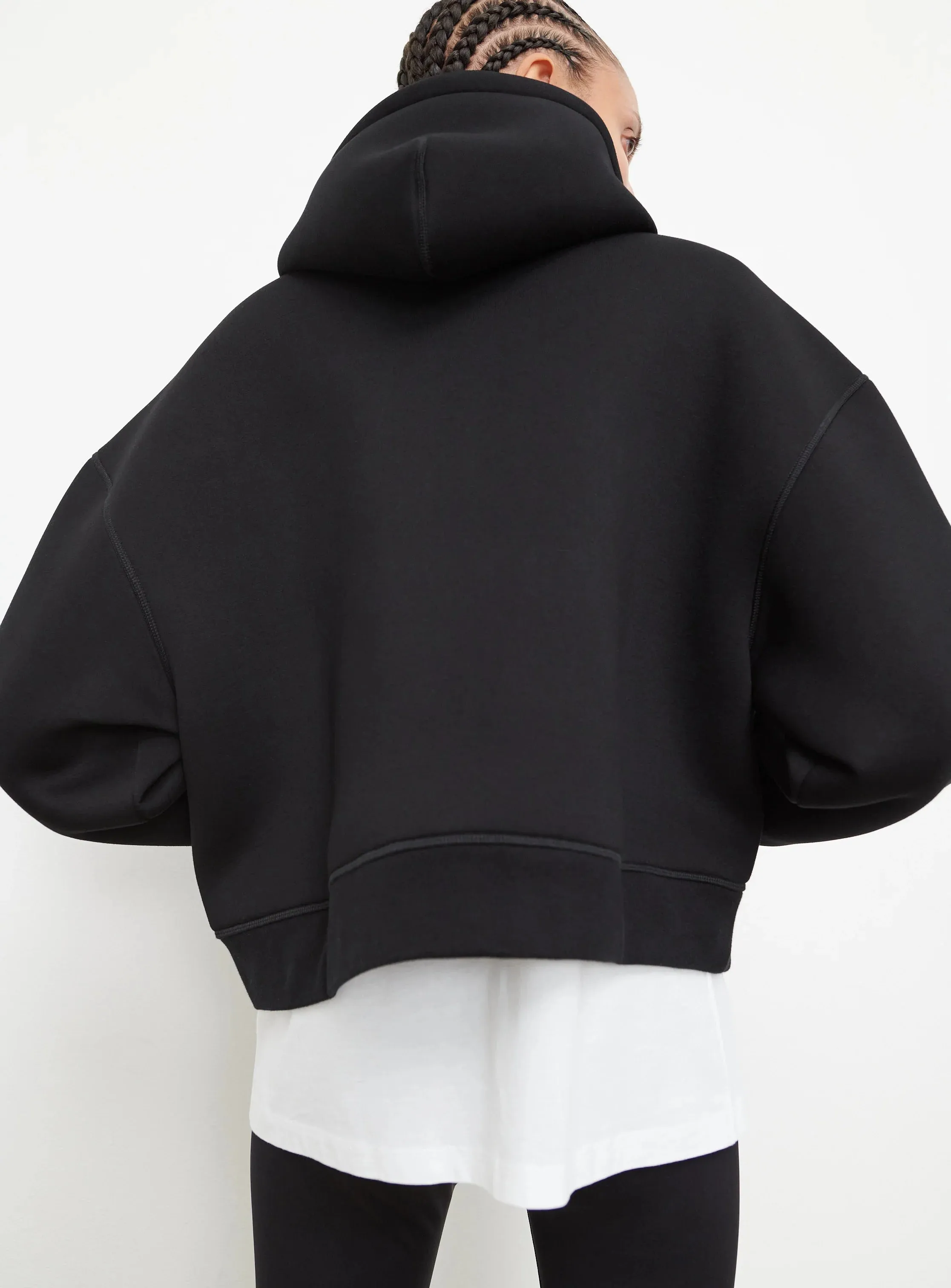 Bonded Zip Hoodie Black