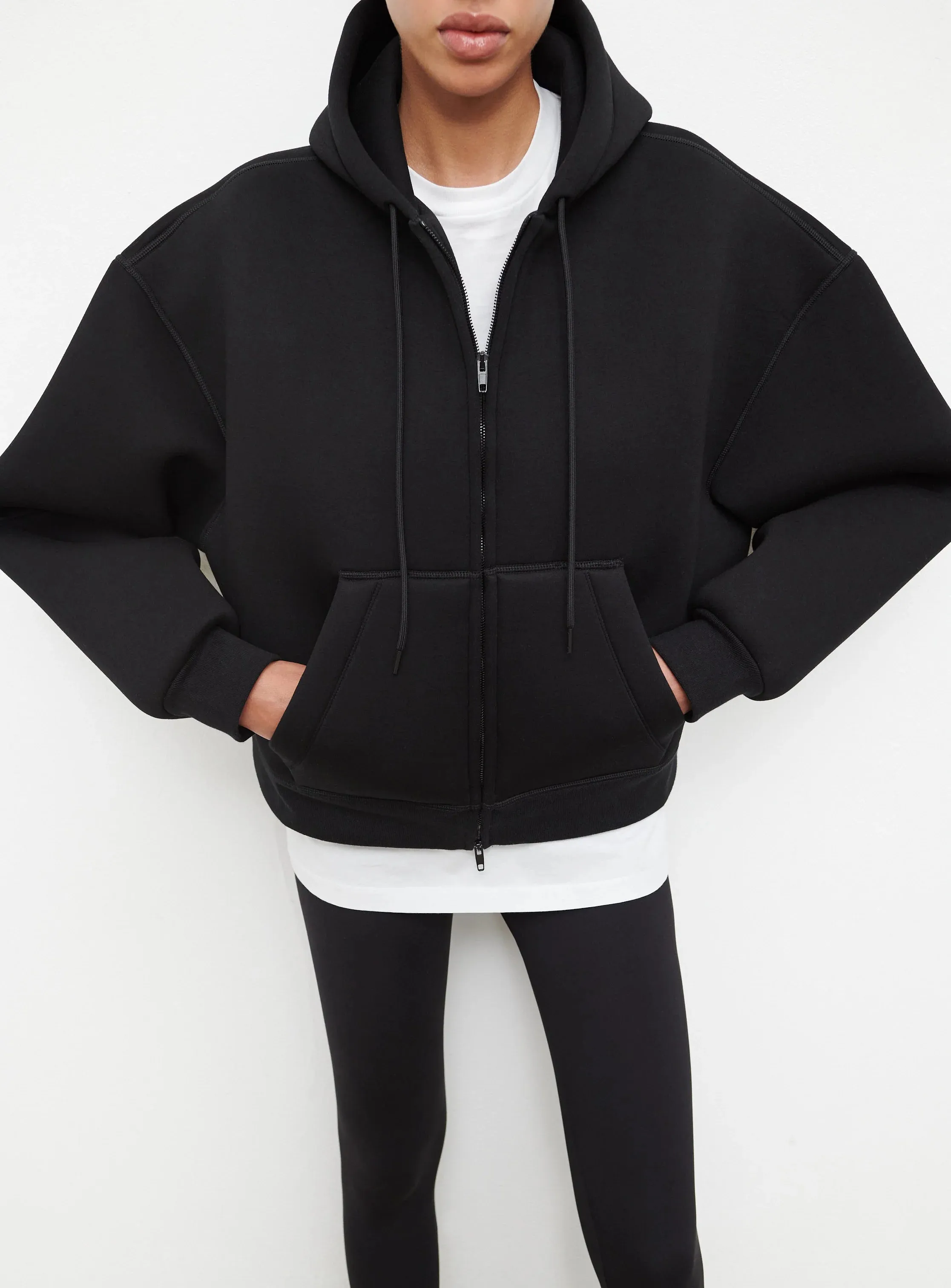 Bonded Zip Hoodie Black