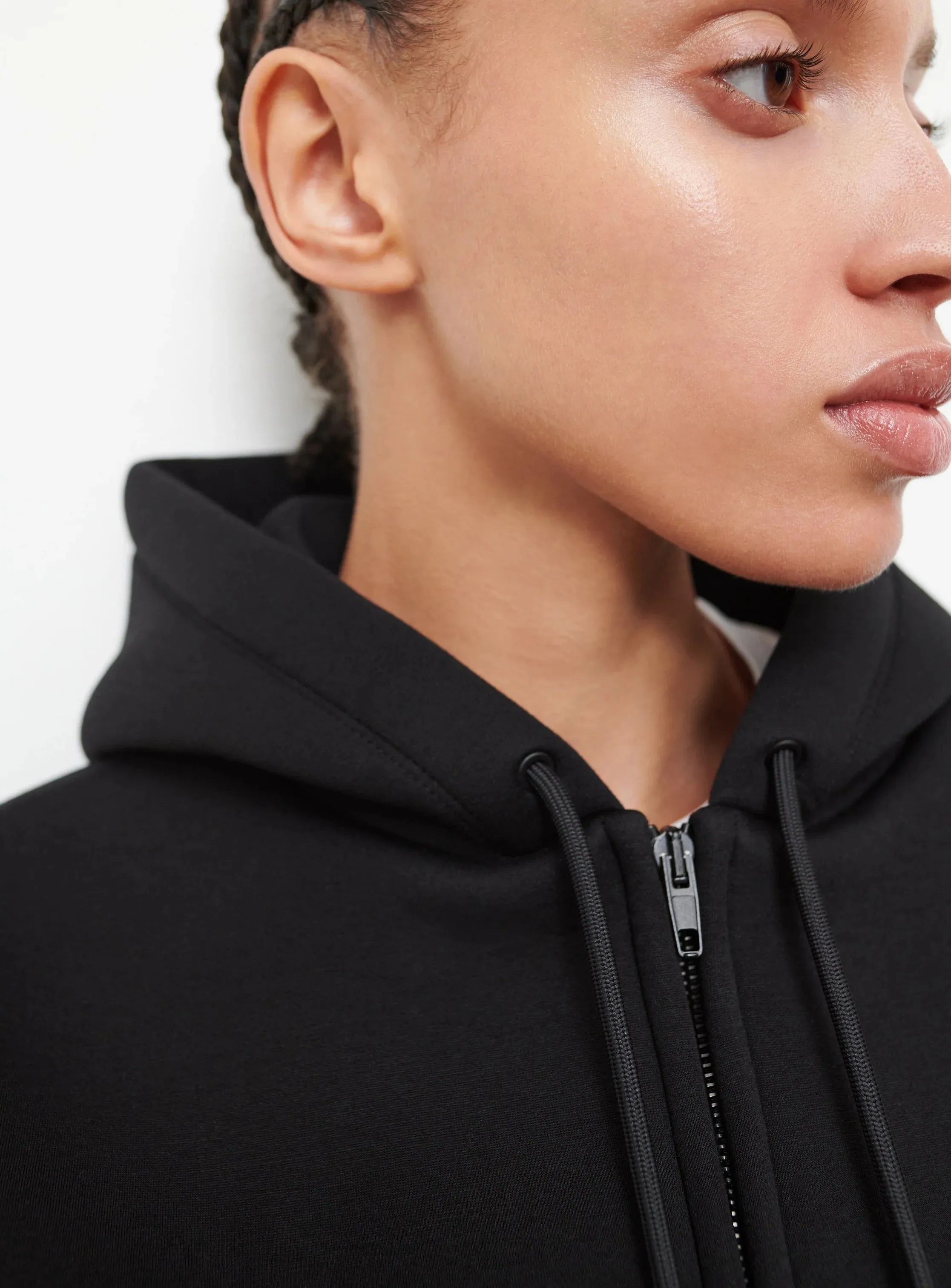 Bonded Zip Hoodie Black