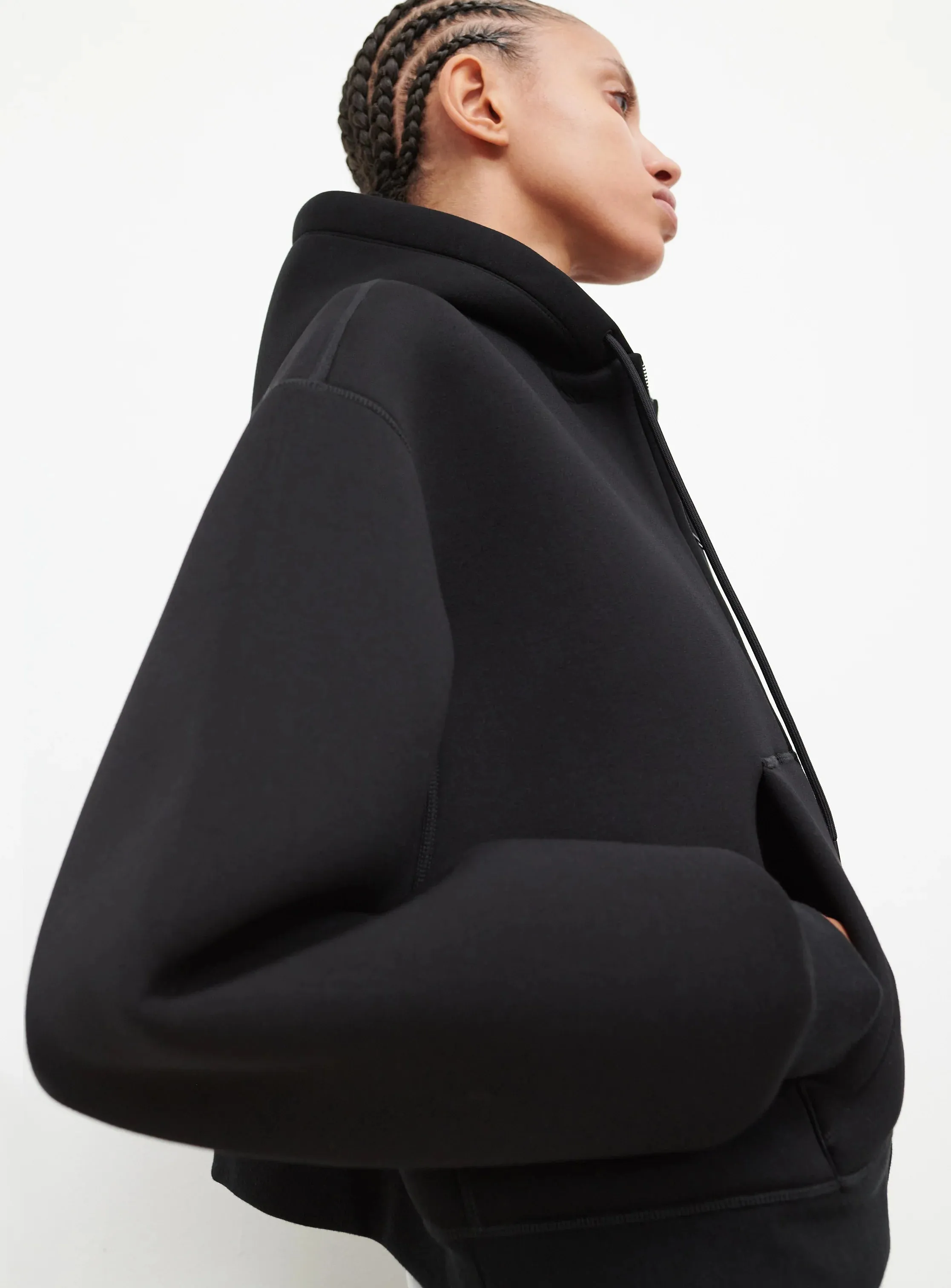 Bonded Zip Hoodie Black