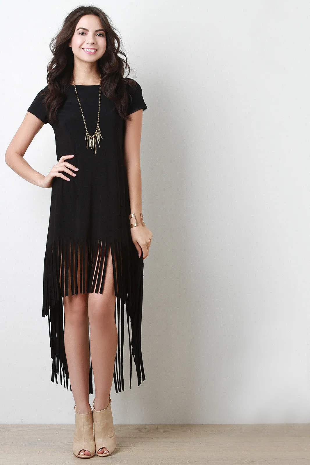 Boxy Cut Fringe Dress