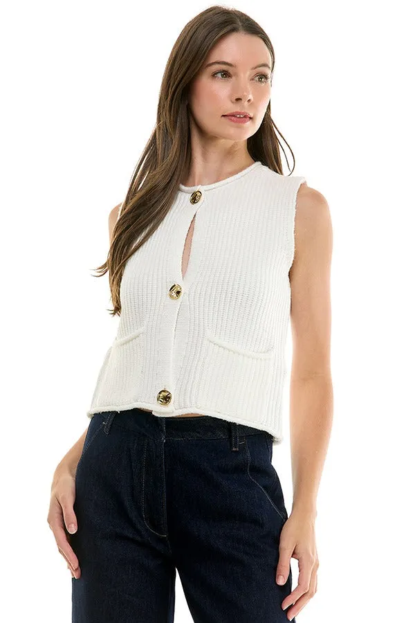Boxy Gold Button Sweater Vest (3 Color Ways)