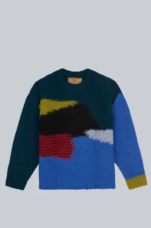 BRAIN DEAD BOXY KNIT SWEATER BLUE