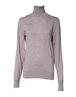 Brown Cashmere Turtleneck Pullover Sweater