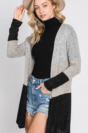 Brushed Color Block Cardigan