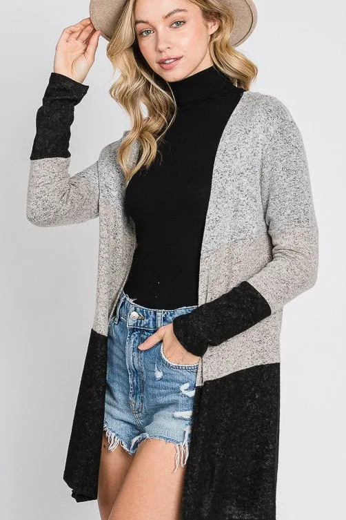 Brushed Color Block Cardigan