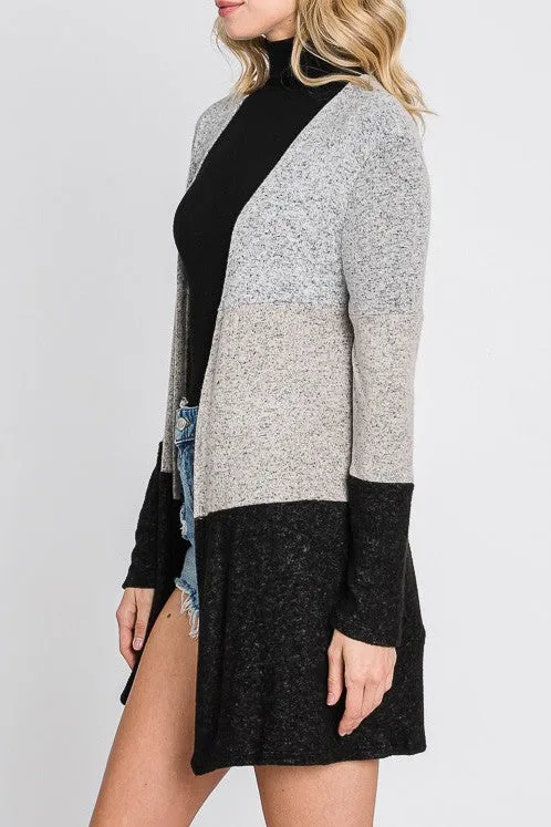 Brushed Color Block Cardigan
