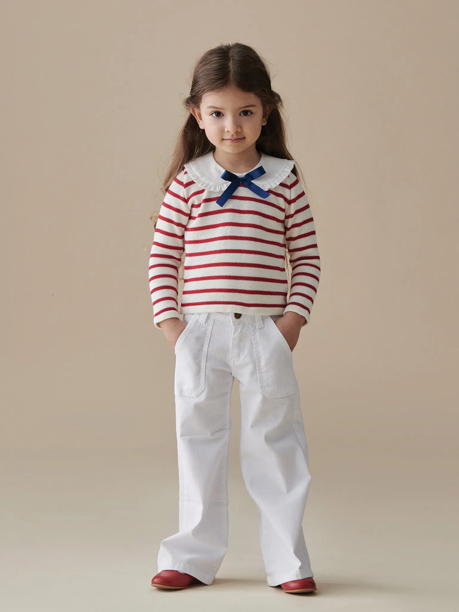 Burgundy Stripe Morissa Cotton Girl Jumper