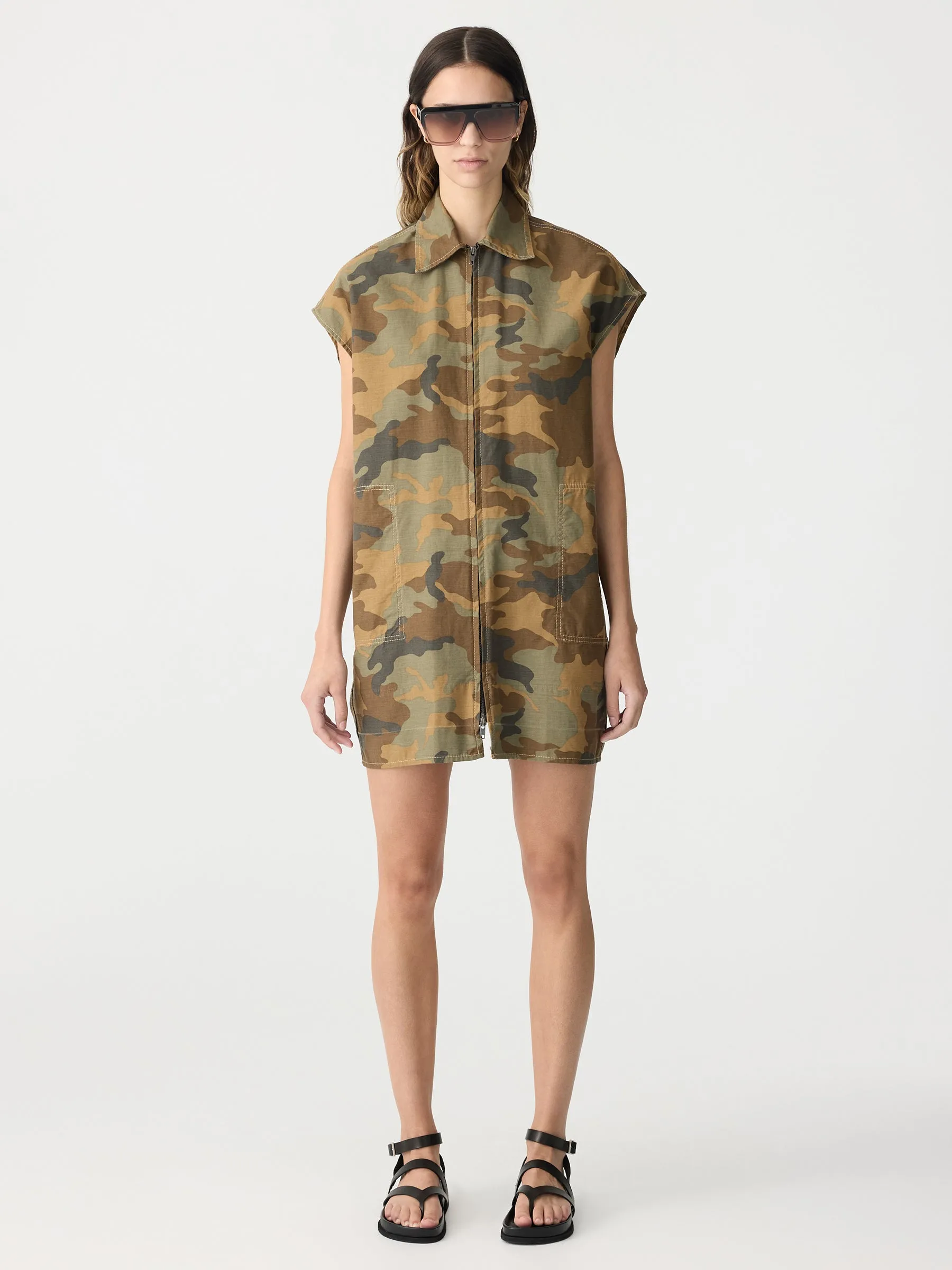 Camo Zip Front Dress