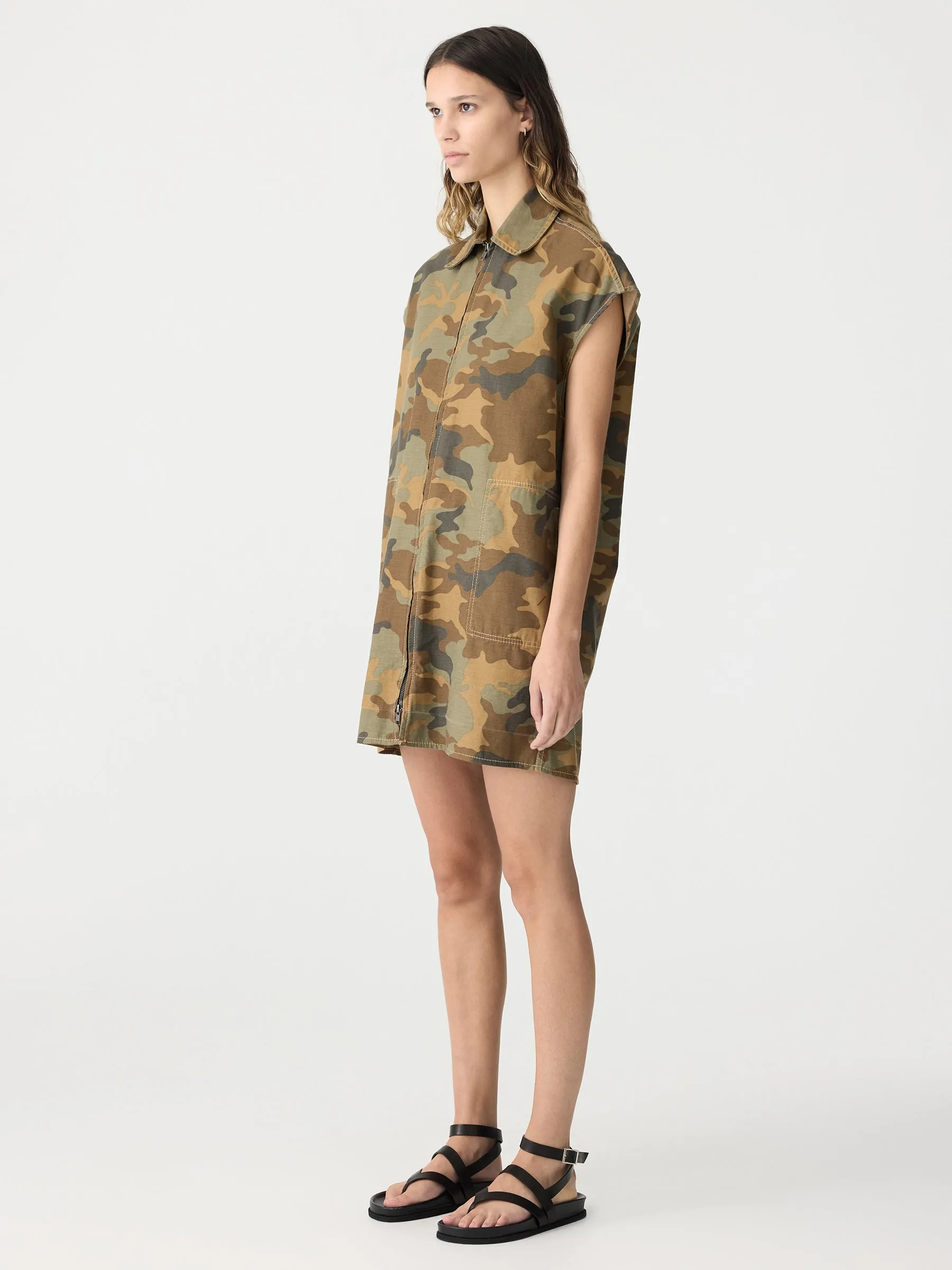 Camo Zip Front Dress