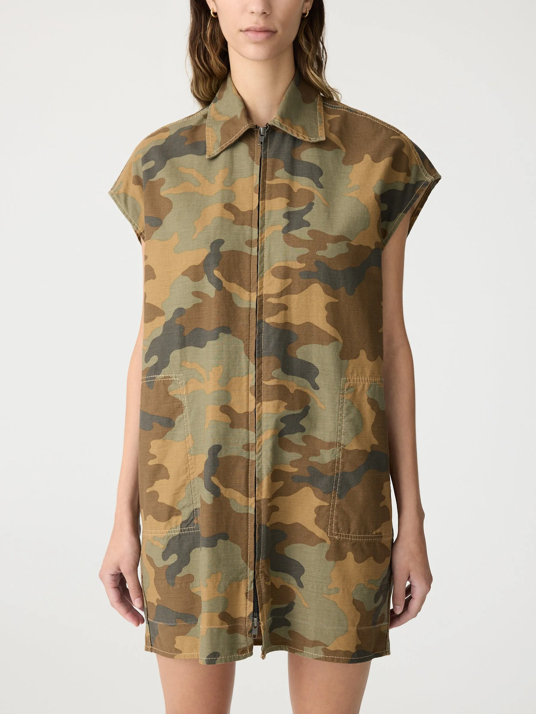 Camo Zip Front Dress
