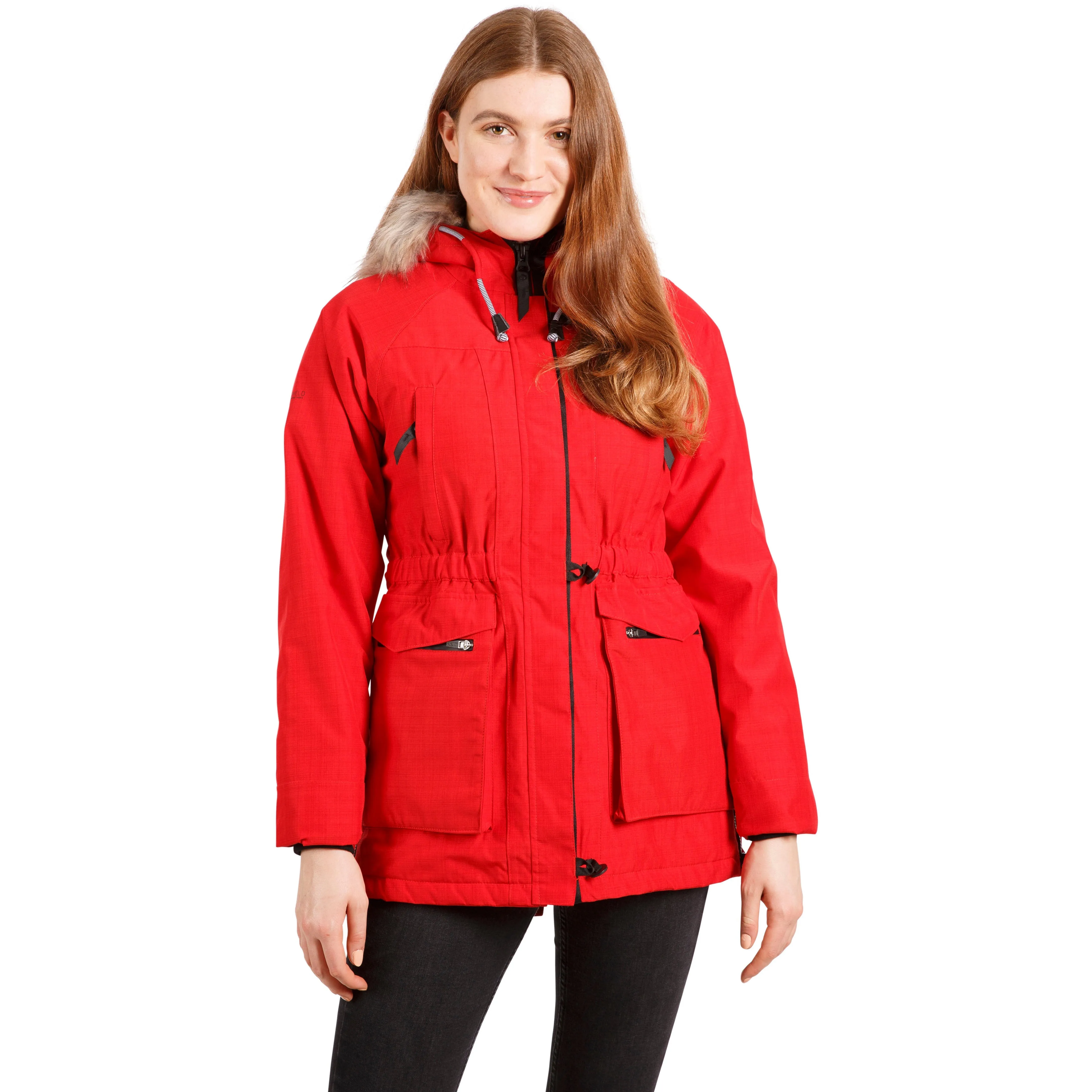 Caption Women's Padded Waterproof Parka Jacket in Red