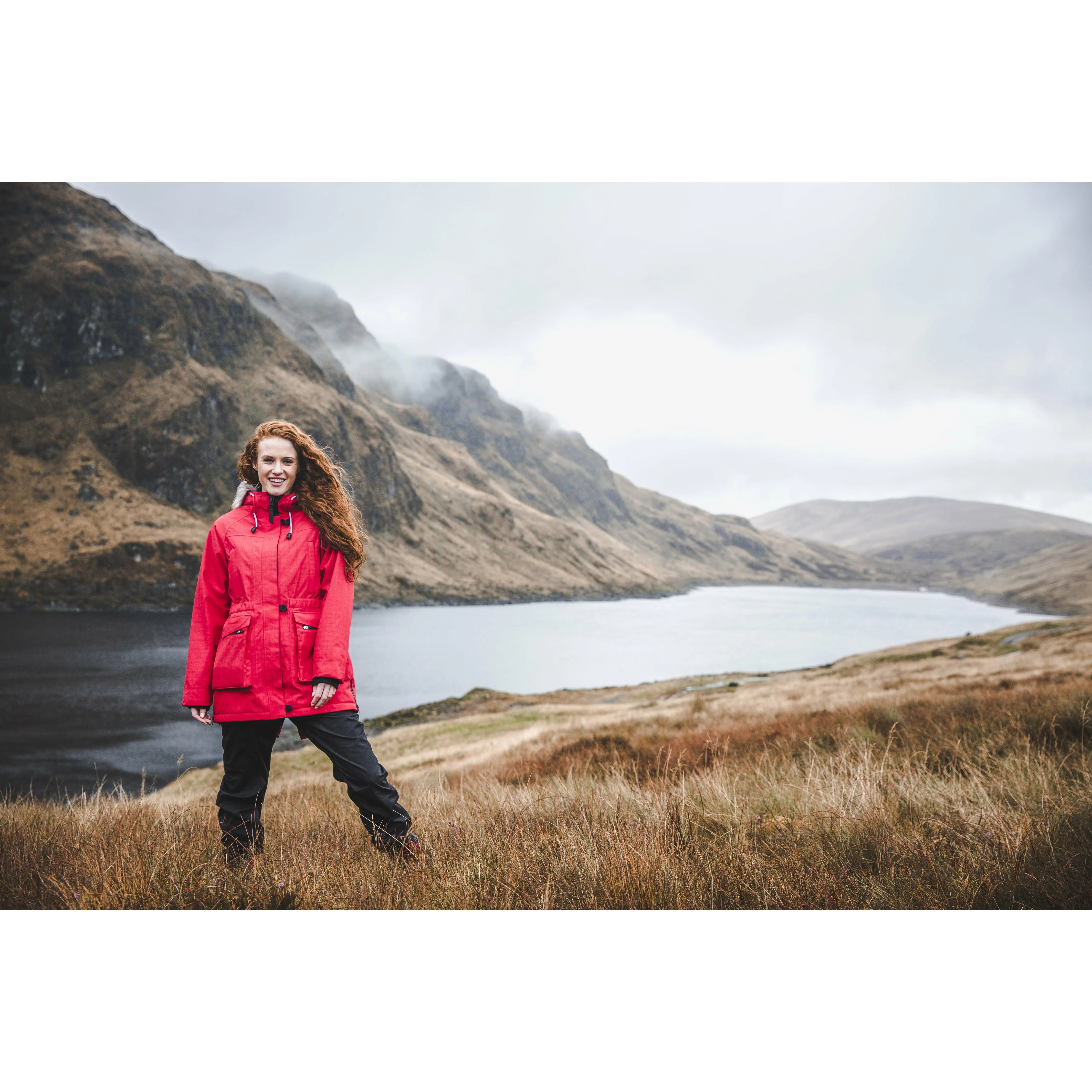 Caption Women's Padded Waterproof Parka Jacket in Red