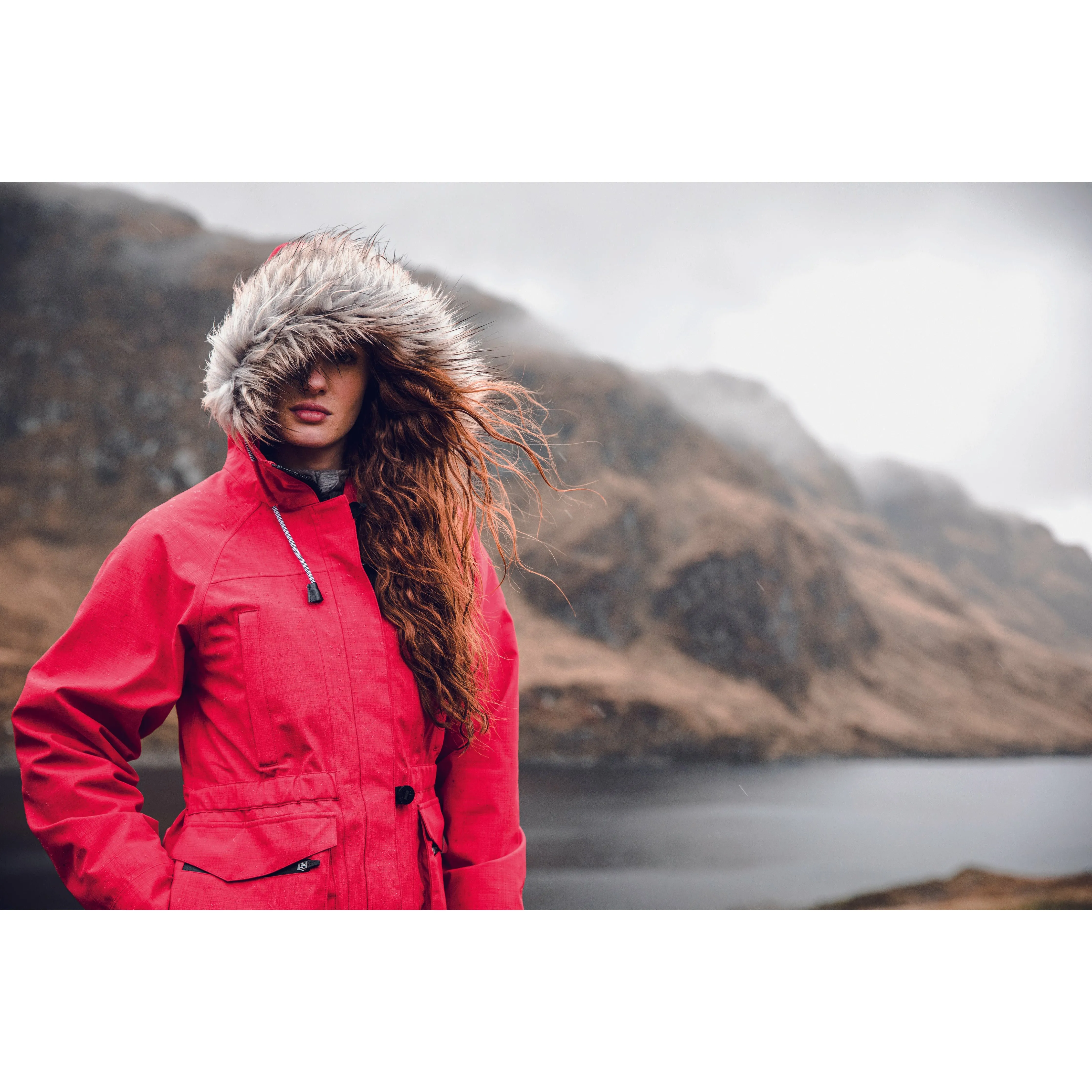 Caption Women's Padded Waterproof Parka Jacket in Red
