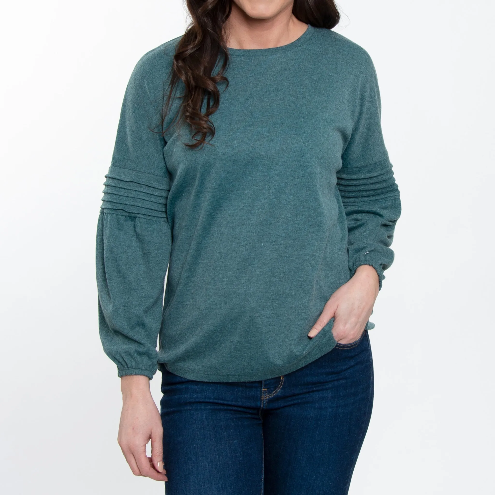 Carson Pleated Bishop Sleeve Top