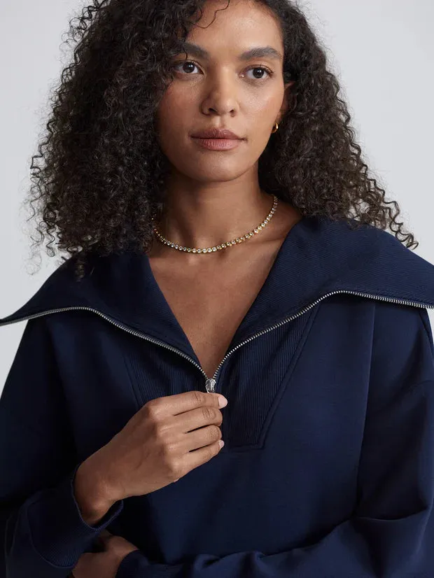 Catherine Half Zip Sweat - Sky Captain
