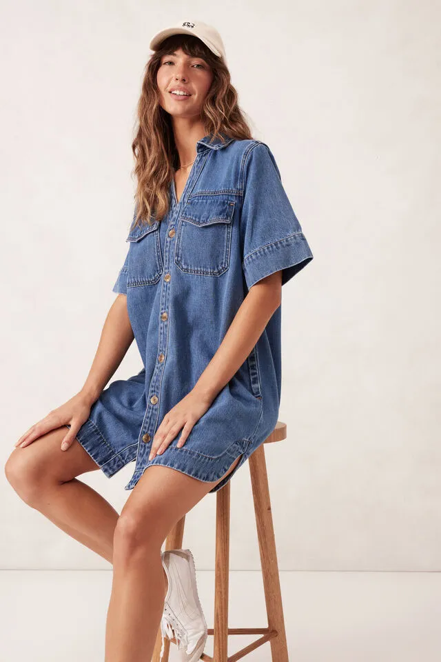 Ceres Life Relaxed Shirt Dress - Fresh Indigo