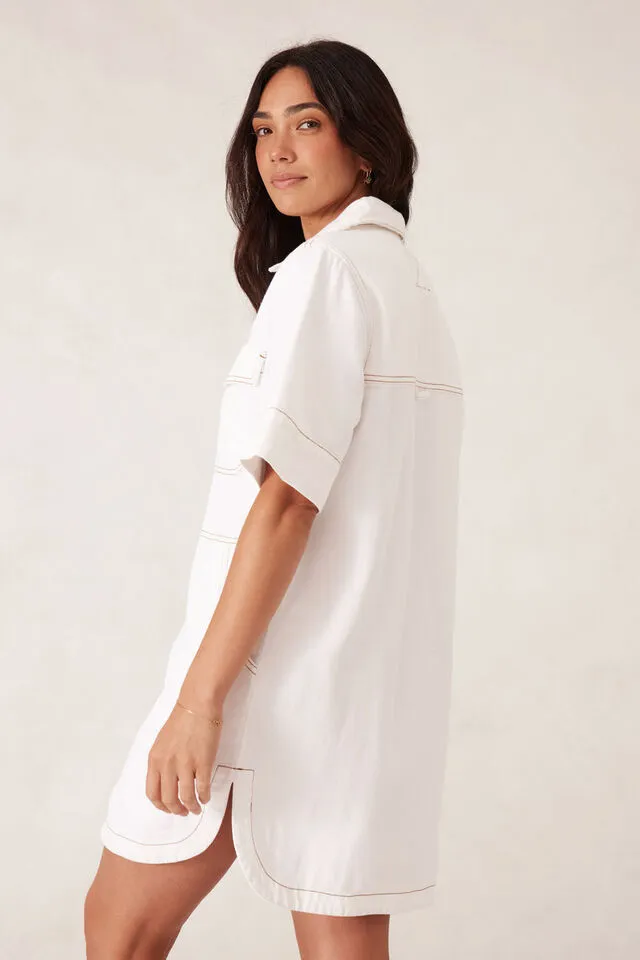 Ceres Life Side Pocket Boxy Dress - Fresh Ecru