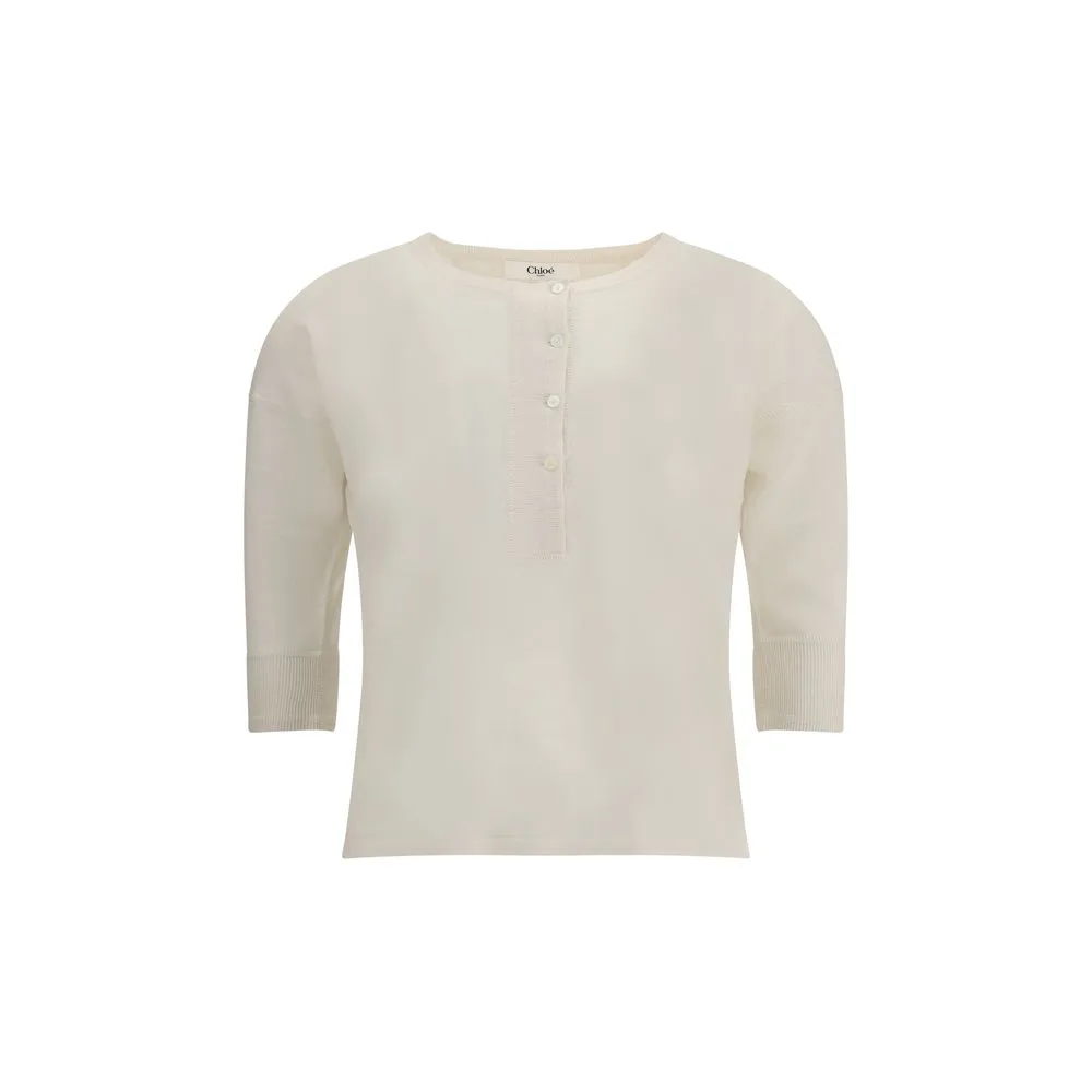 Chloé Linen Henley Long Sleeve Jersey
