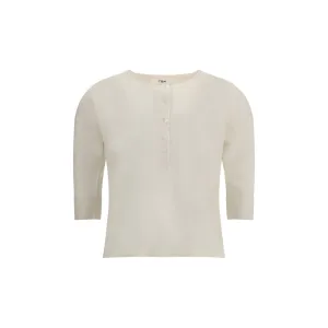 Chloé Linen Henley Long Sleeve Jersey