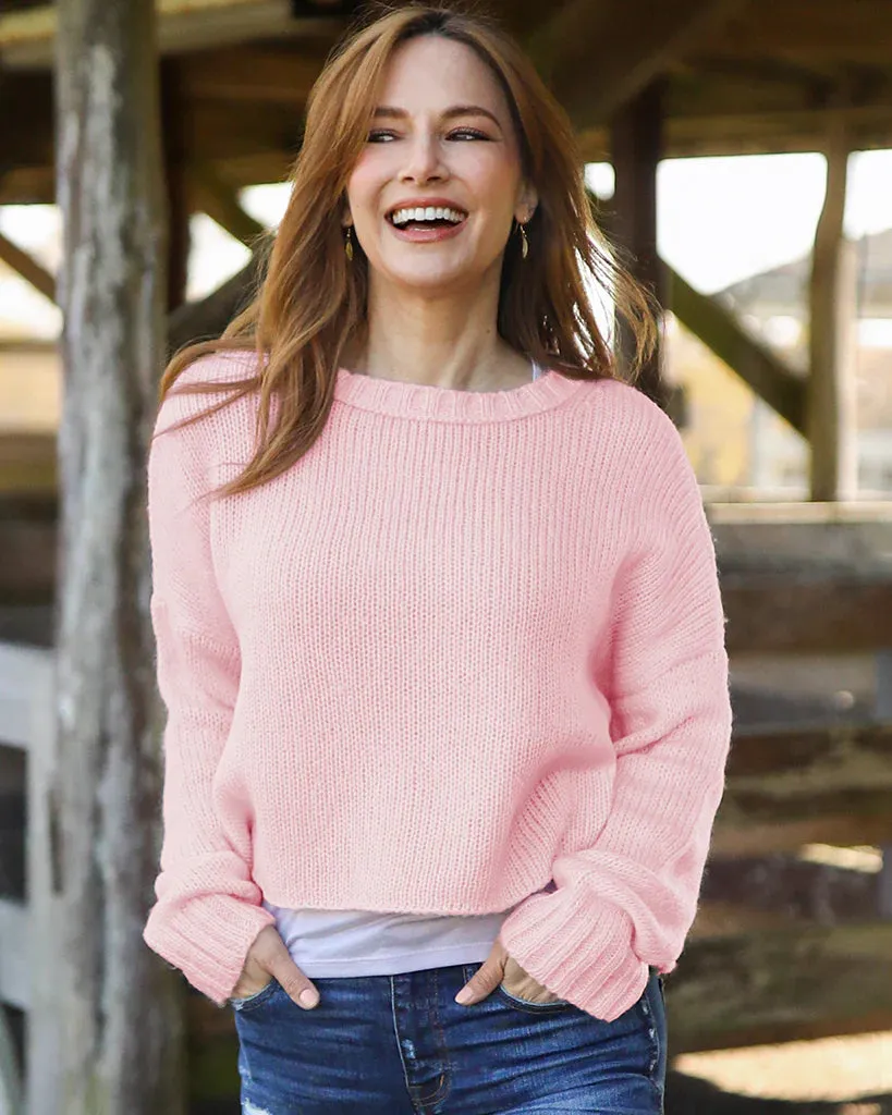 Chloe Cropped Crew | Arctic Pink