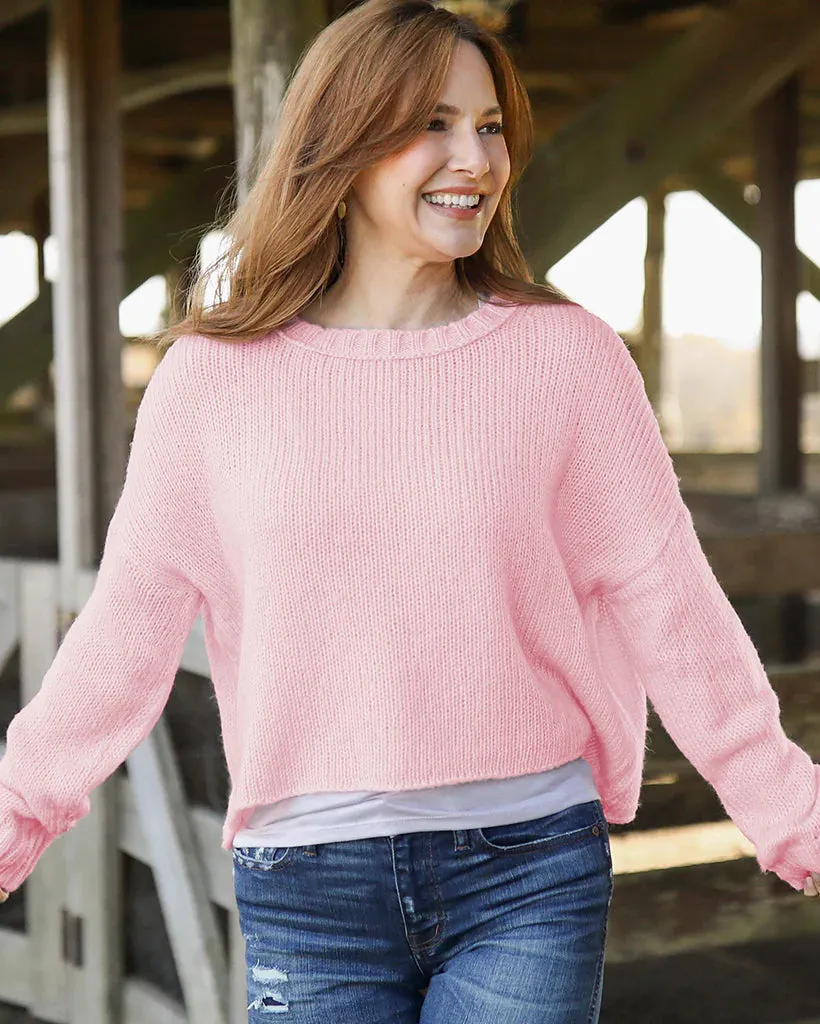 Chloe Cropped Crew | Arctic Pink
