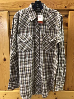 CL01-001-0171-4045-XLT Shirt Roper L/S Plaid Snaps Brn/Tl/Margld/Crm