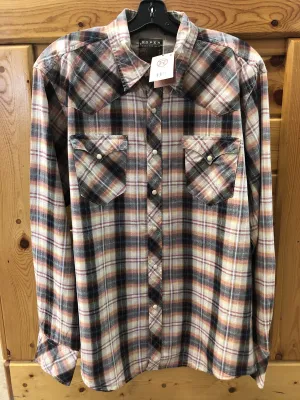 CL03-011-0062-4023-XL-Org/Tan Shirt Roper L/S Rope Plaid Snaps
