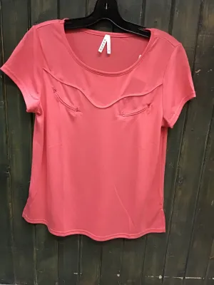 CL03-039-0513-2069-L-Corral T Shirt Ladies Roper Poly Rayon Scalloped Front Pocket