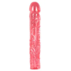 Classic 10-inch Large Pink Textured Realistic Jelly Penis Dildo