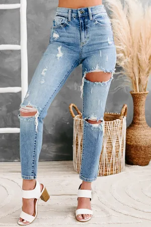 Cleobella Sneak Peek High Rise Distressed Skinny Jeans (Medium Light)