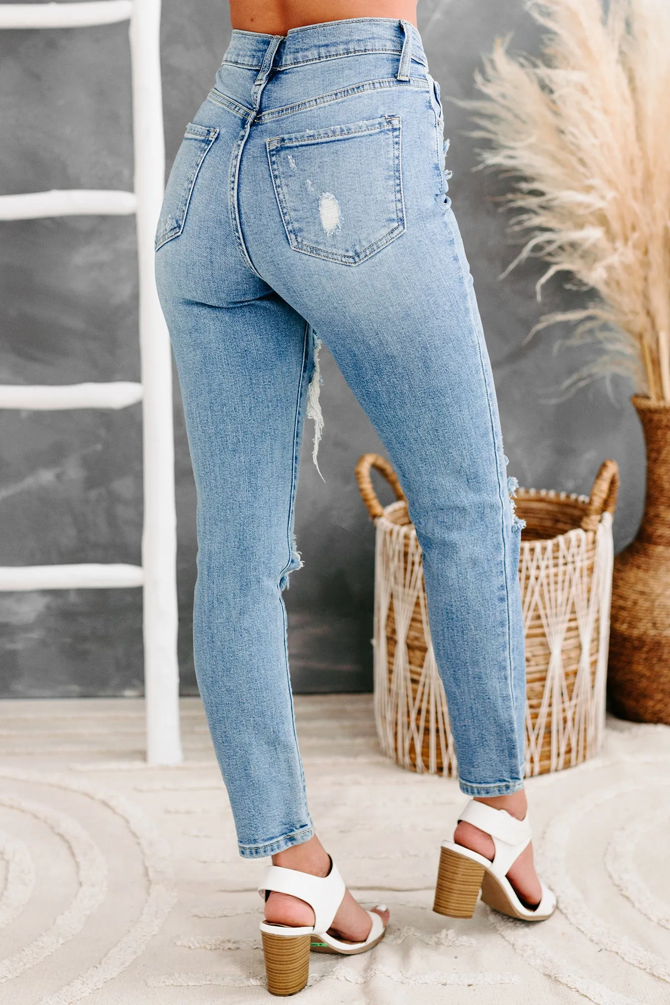 Cleobella Sneak Peek High Rise Distressed Skinny Jeans (Medium Light)