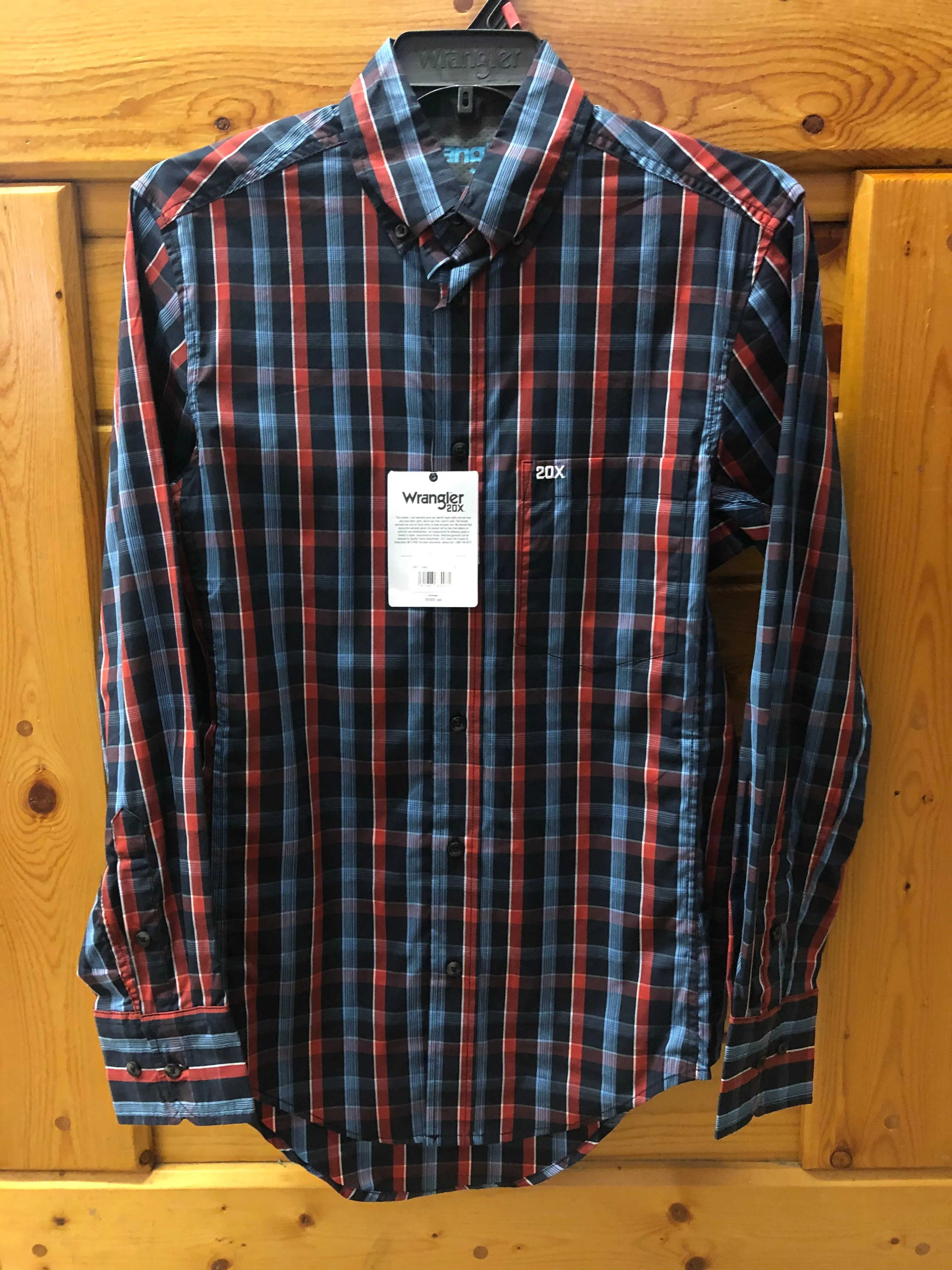 CLMPC164M-L-Bk/Rd/Bl Shirt Wrangler 20X Competition L/S