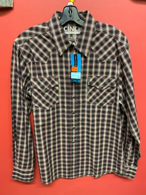 CLMTW1303044-L-Bur/Pld Cinch Mens L/S Modern Fit Plaid