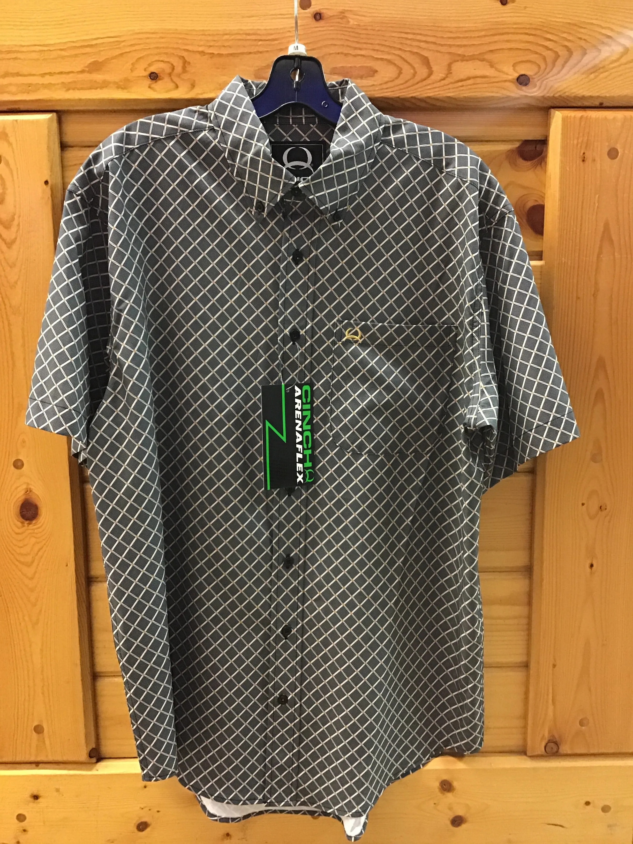 CLMTW1704072-M-Black Cinch Shirt S/S Geo Print Arena Flex