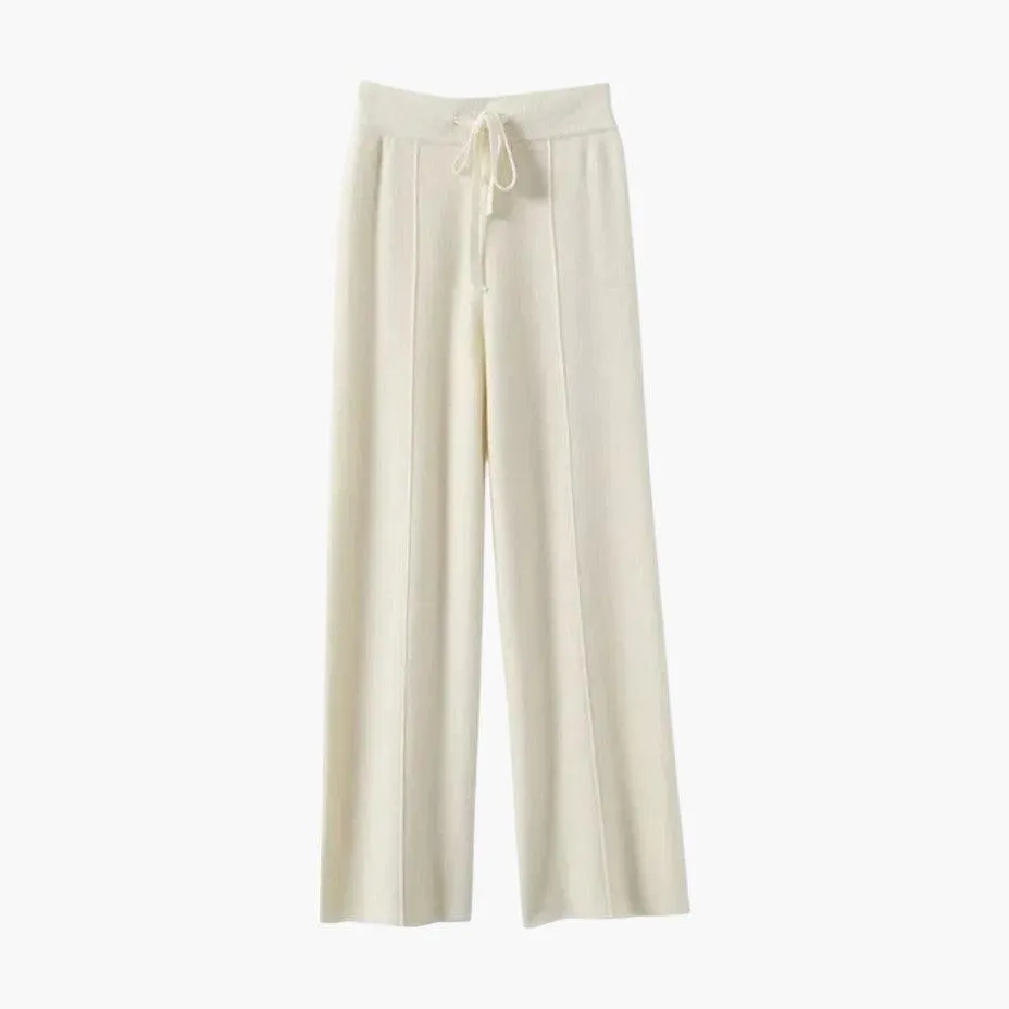 Comfortable Wide-Leg Wool Knit Trousers for Men