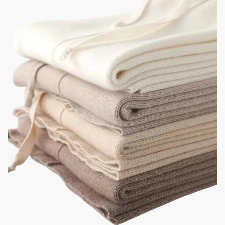 Comfortable Wide-Leg Wool Knit Trousers for Men