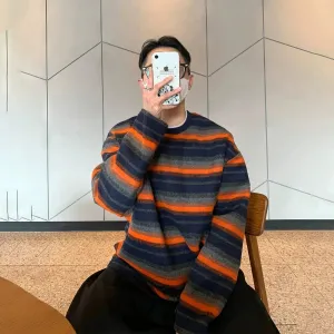 Contrast Color Striped Sweatshirt