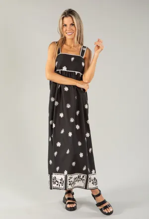 Contrast Wave Strap Printed Dress