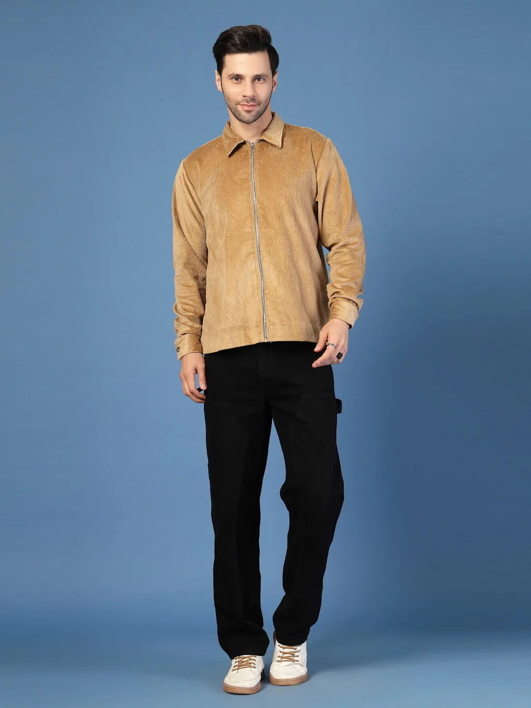 Corduroy Textured Zipper Jacket