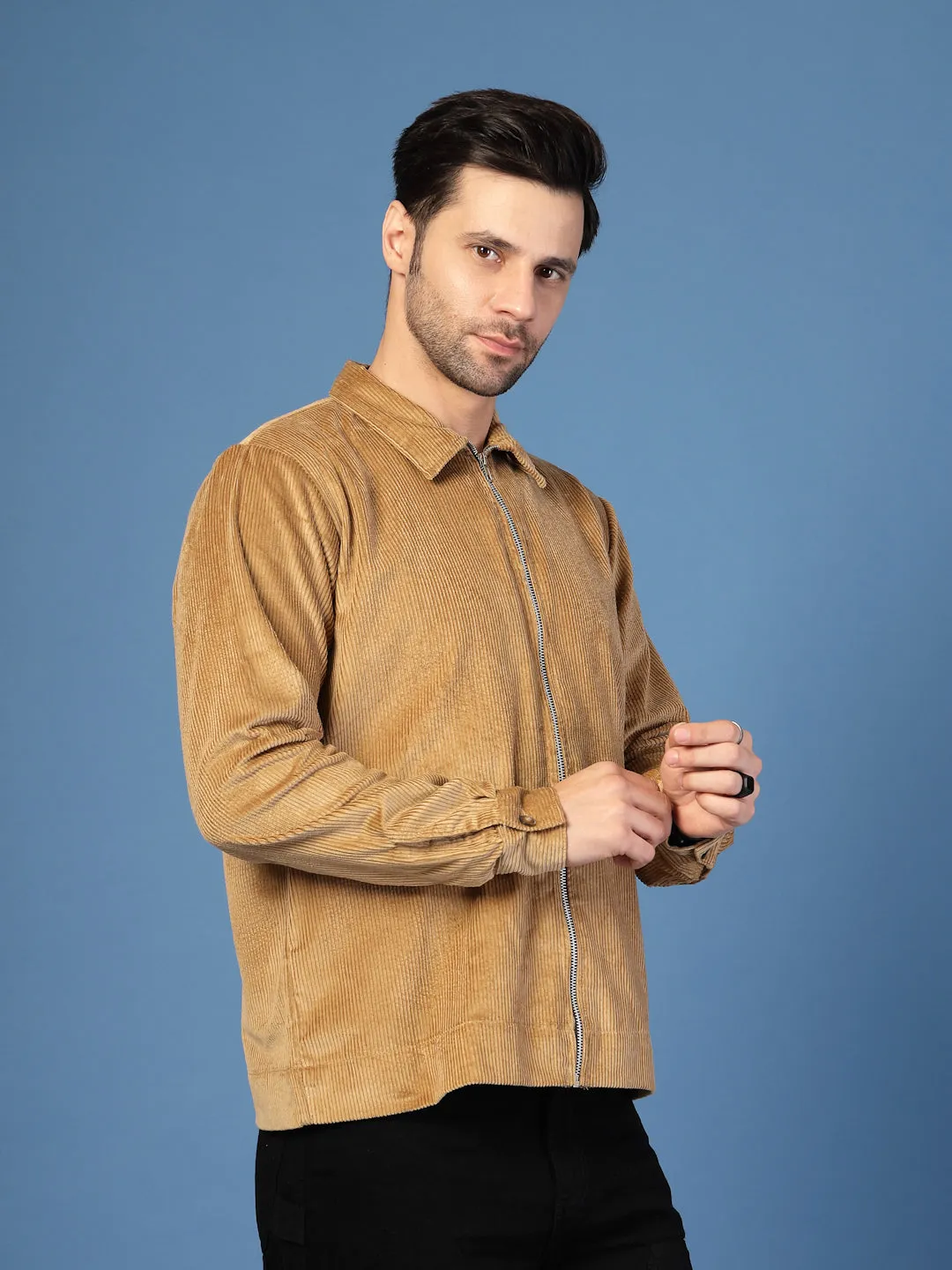 Corduroy Textured Zipper Jacket