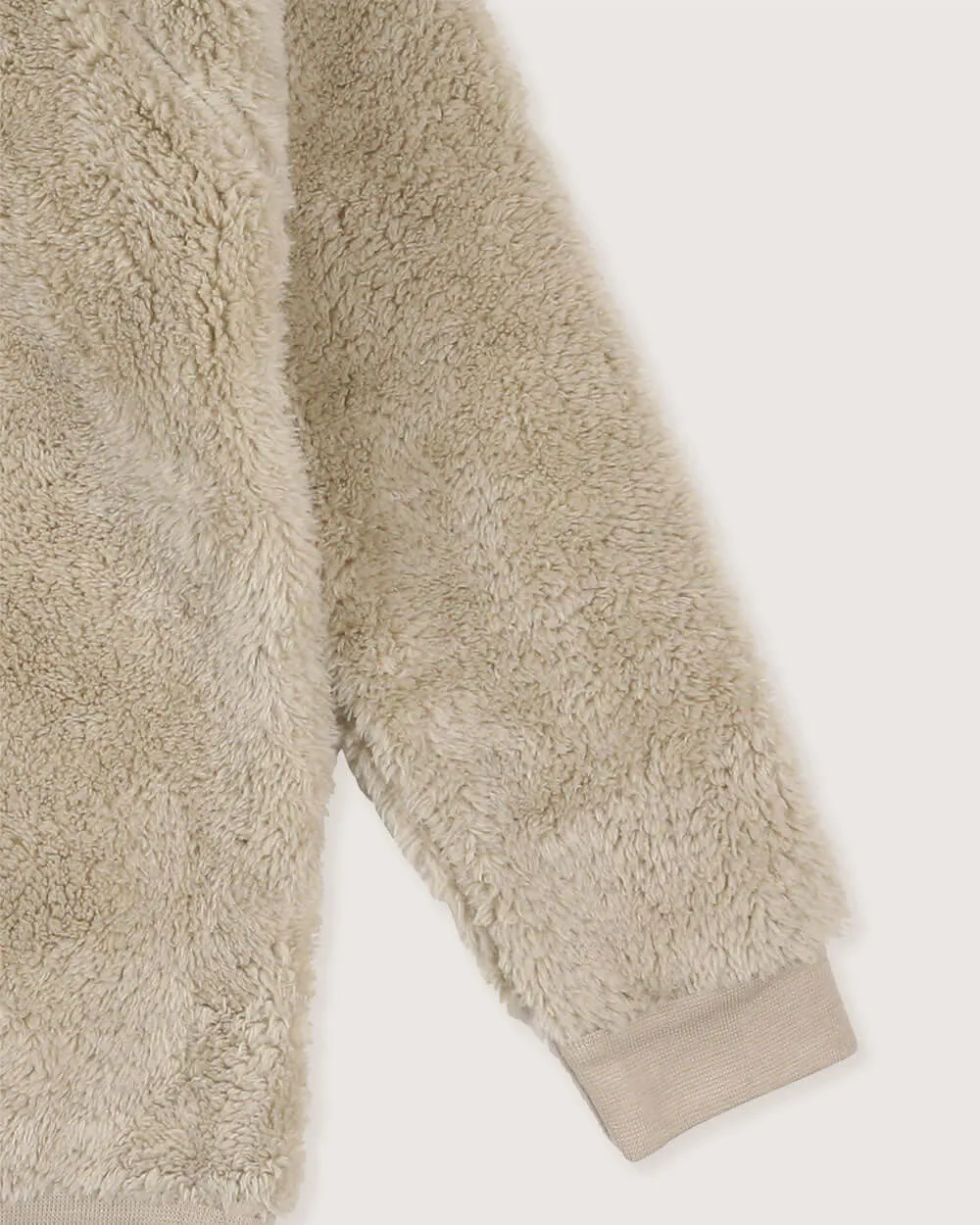 Cream Bear Face Print Textured Sweatshirt