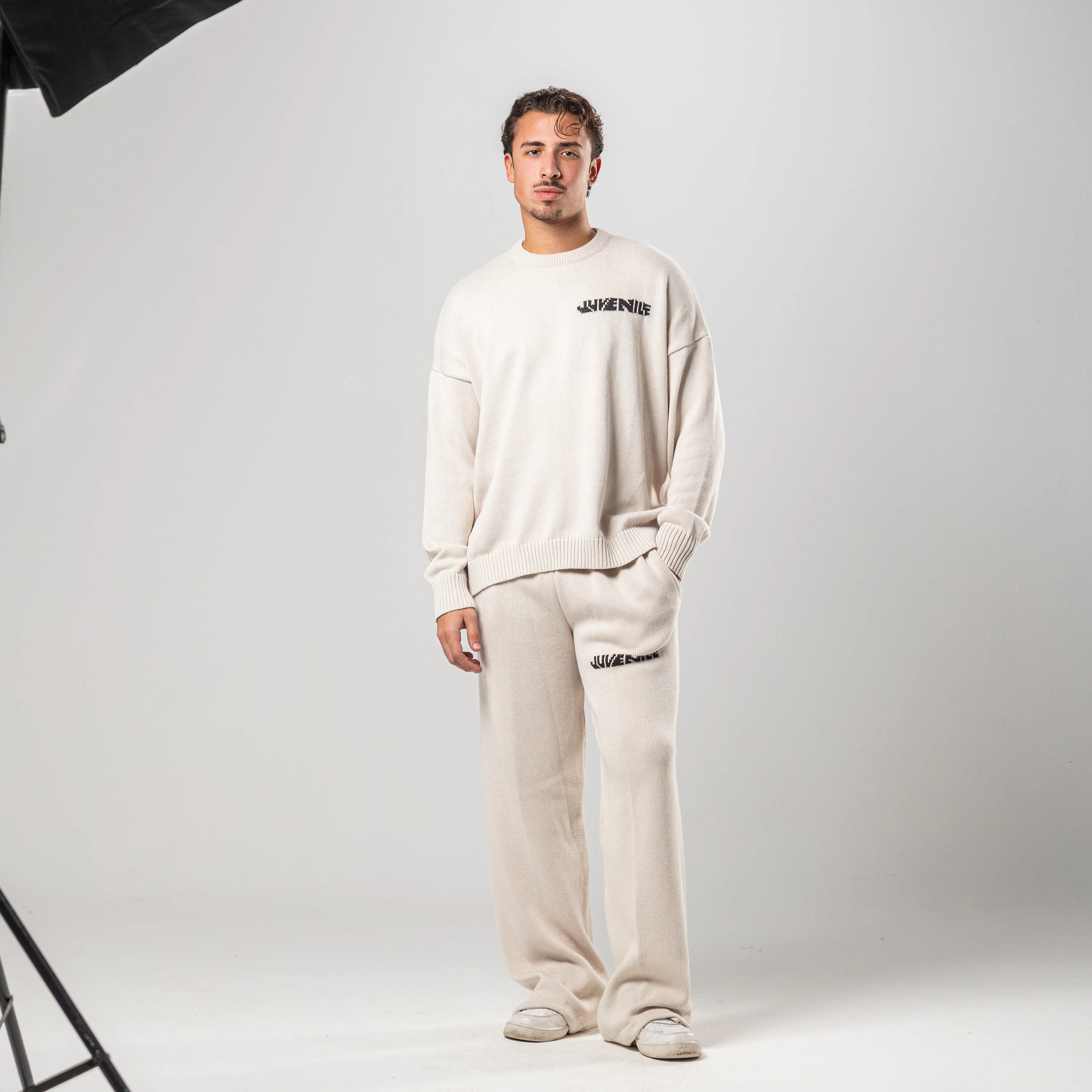 Cream Juvenile Logo Knit Sweater