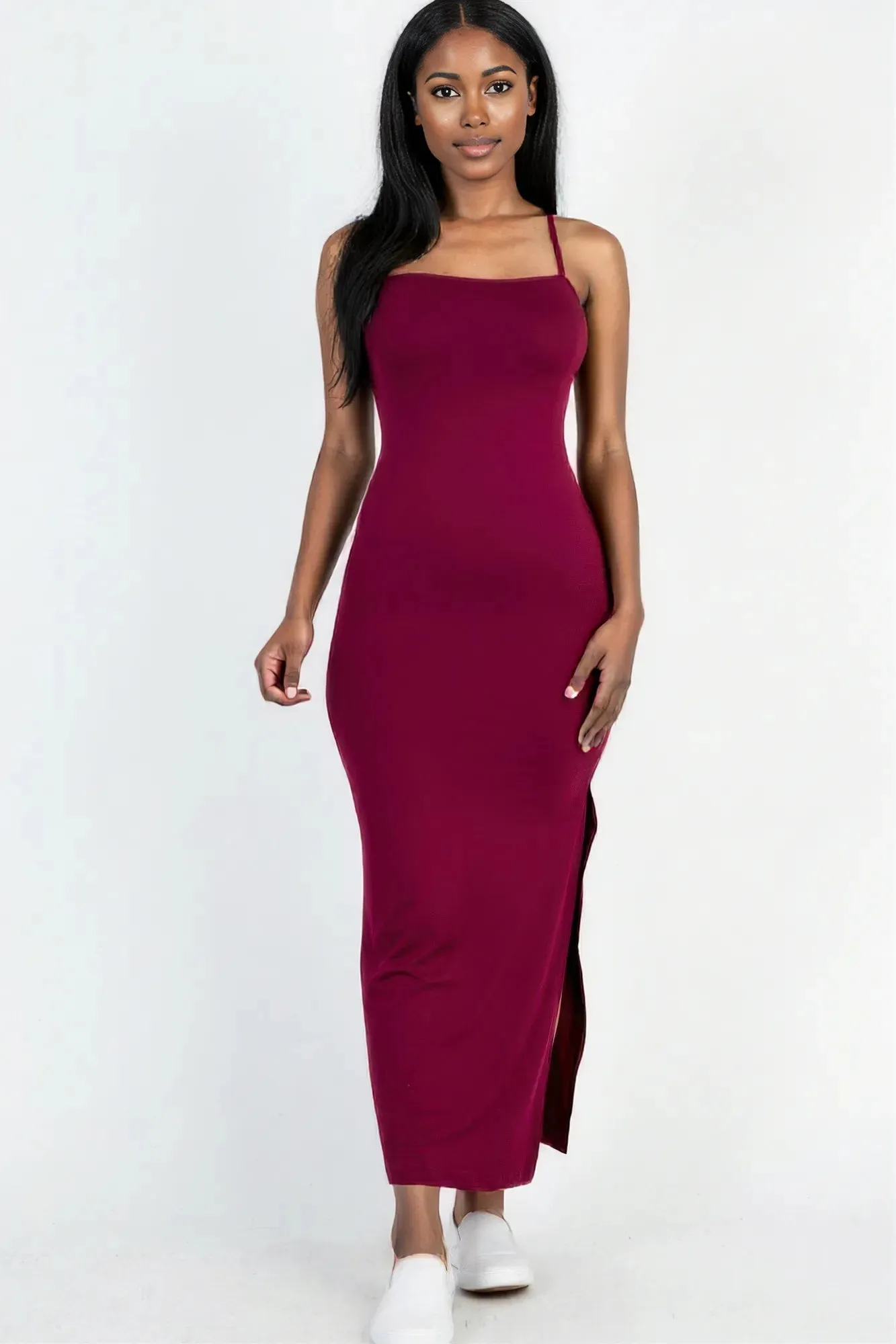 Crisscross Back Split Thigh Maxi Dress