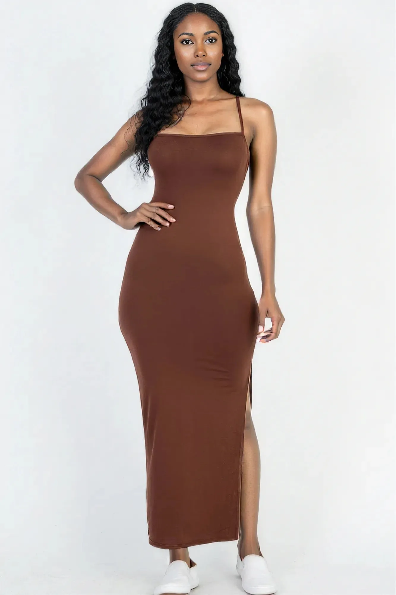 Crisscross Back Split Thigh Maxi Dress