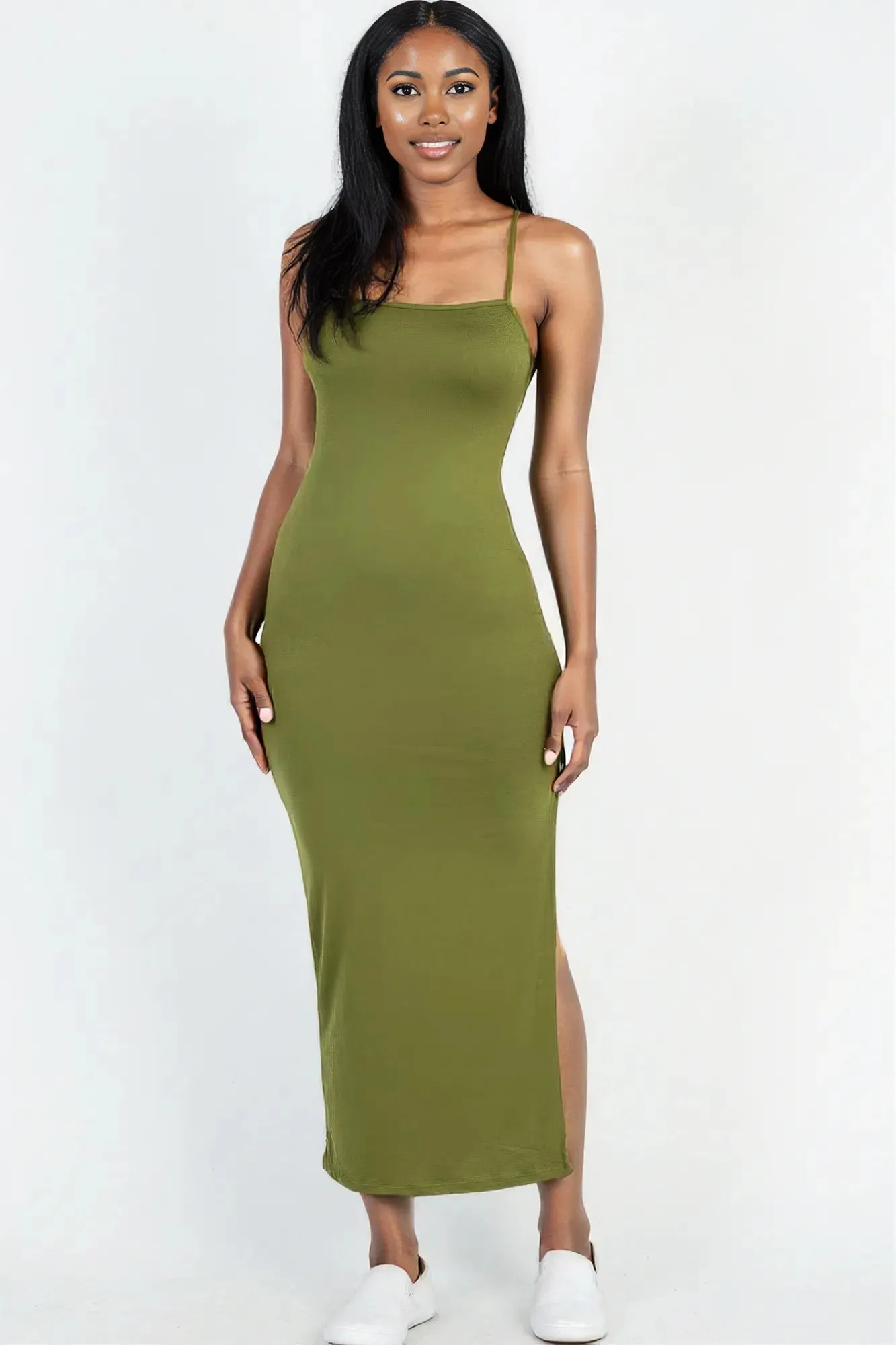 Crisscross Back Split Thigh Maxi Dress