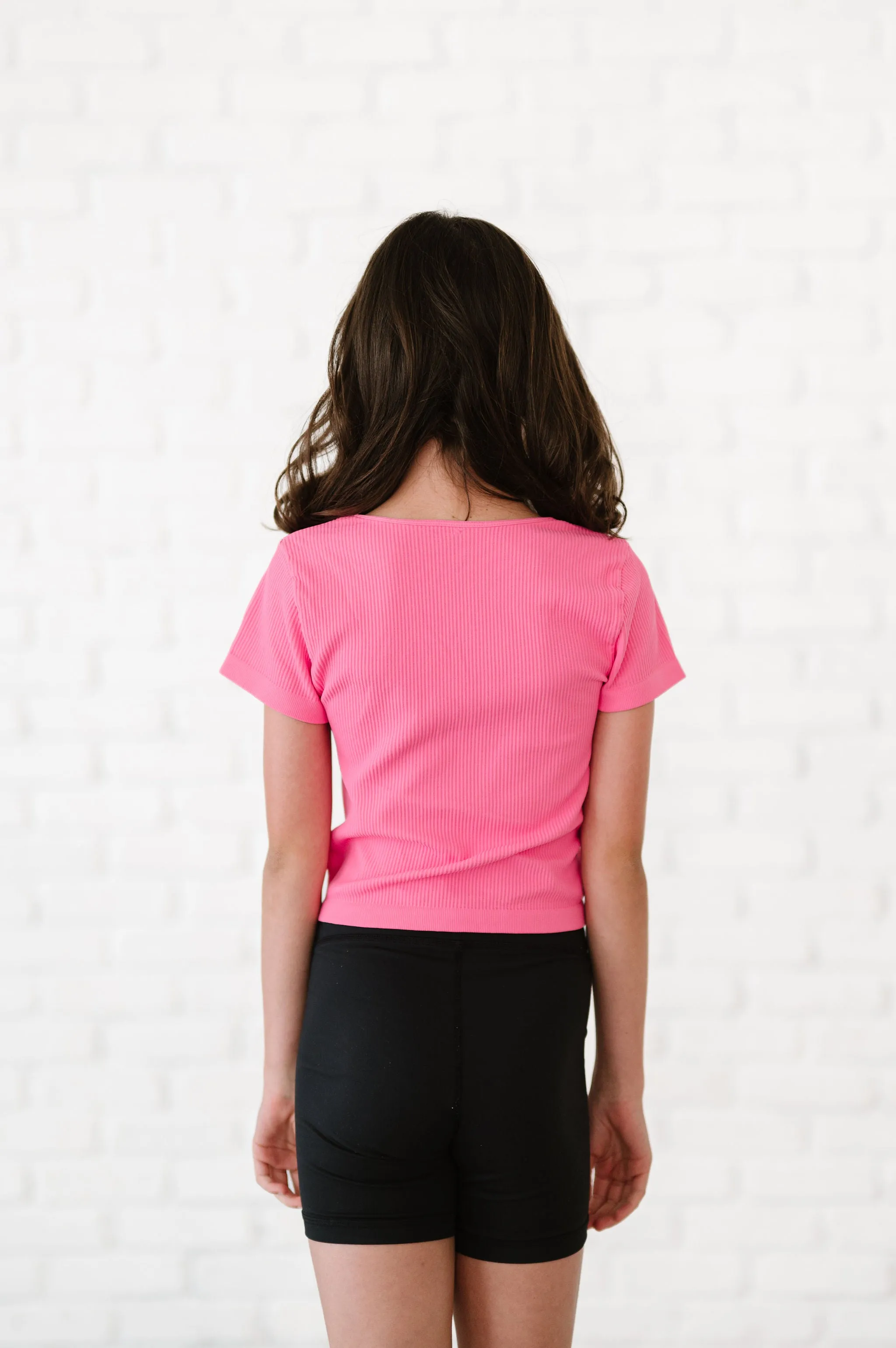 Cropped Ribbed Baby Tee - Barbie Pink
