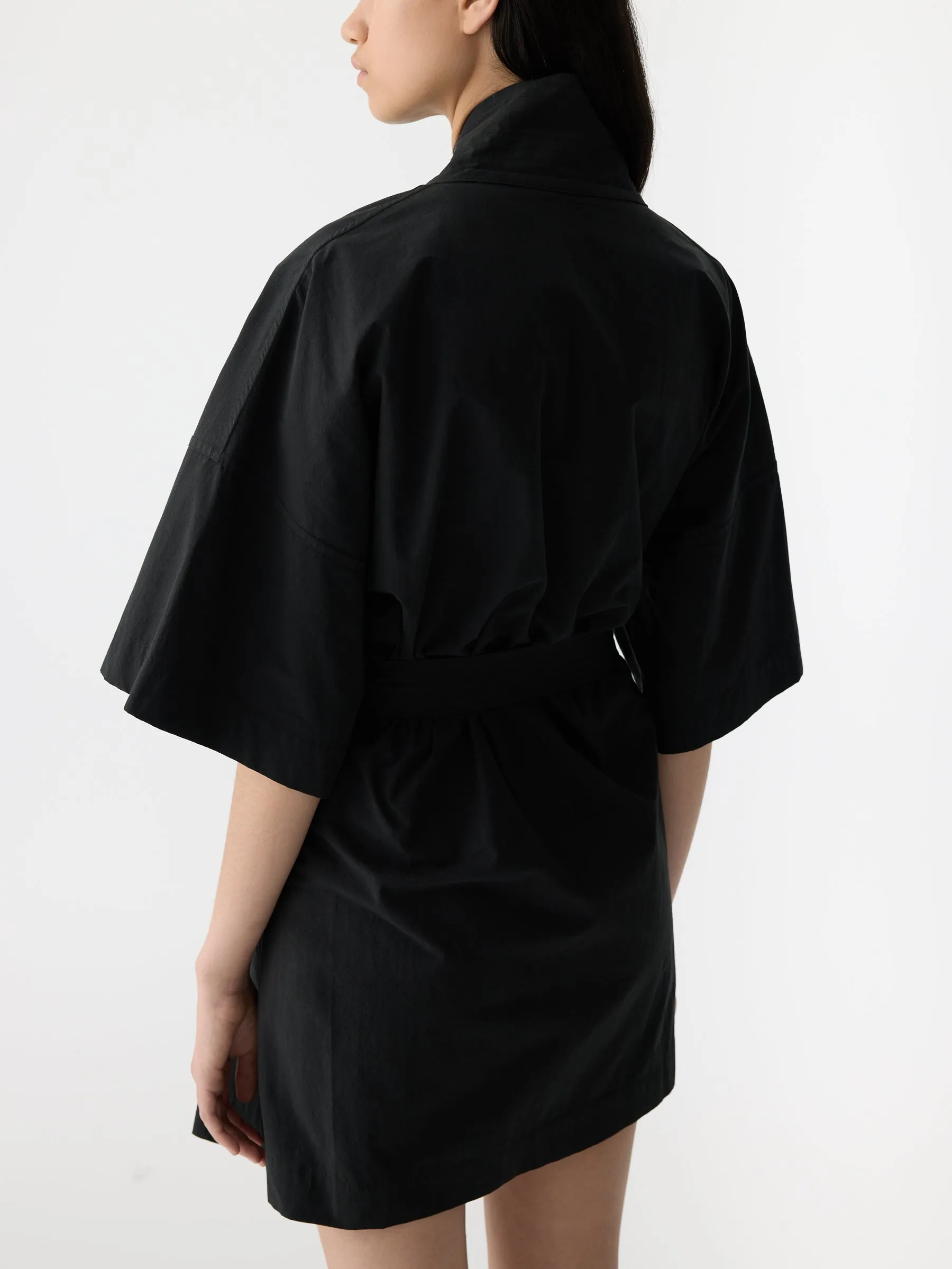 Crushed Cotton Wrap Dress