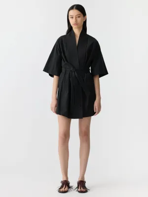 Crushed Cotton Wrap Dress